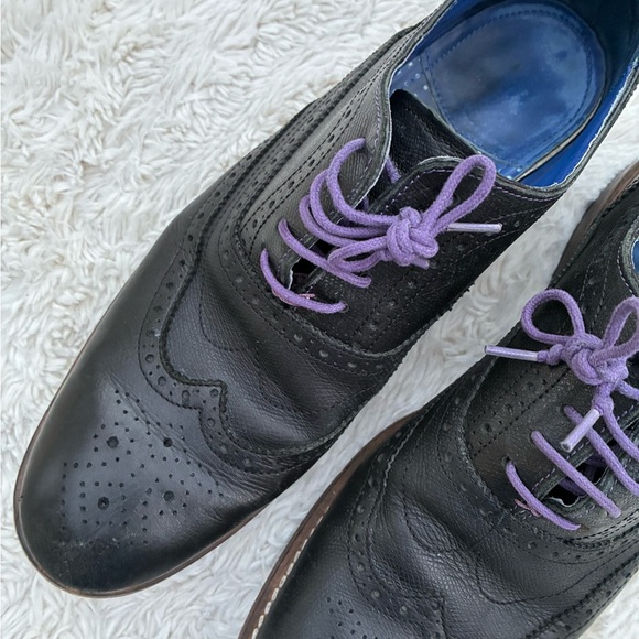 Ted Baker Leather Wingtip Derby Shoe in Black Size 11 - Picture 1 of 7